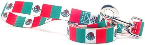 צווארון כלבים ורצועה מוגדרים עם דגל מקסיקו | נהדר לחופשות מקסיקניות, אירועים מיוחדים, פסטיבלים, ימי עצמאות